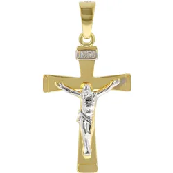 trendor 78803 Kruzifix-Anhänger für Herren 585 Gold Bicolor 29 mm