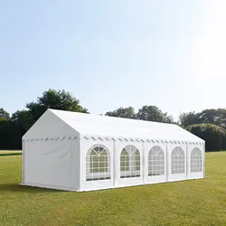 TOOLPORT PRO 4x10m Partyzelt, PVC-Plane, weiß, mit Bodenrahmen - (7195)