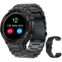 Smartwatch Herren Militär Fitnessuhr mit Telefonfunktion, Schlafmonitor, Blutdruck Schrittzähler Outdoor Uhren Fitness Tracker für iOS Android - Schwarz