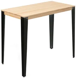 Lunds Tall Table 80x140x110cm Schwarz in massivem Kiefernholz naturbelassen im nordischen Stil Industrial Box Furniture