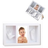 Cangaroo Baby Gipsabdruck 3D Hand- und Fußabdruckset, Fotorahmen aus Holz weiß