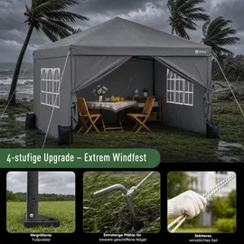 Sekey Faltpavillon 3 x 3 m inkl. 4 Seitenteile Grau