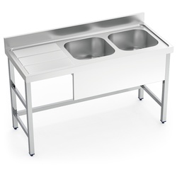 Spüle mit zwei Becken Unterstützung, Abtropffläche links 1600x600x850 mm.