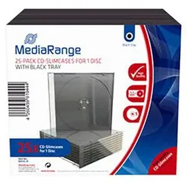 MediaRange BOX32-25 CD-Hülle Schmales Gehäuse 1 Disks Schwarz, Transparent
