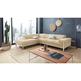 W.Schillig Ecksofa "finn, toller Sitzkomfort, L-Form, hochwertige Verarbeitungsdetails", beige (sahara s37), B:281cm H:71cm T:230cm, Flachgewebe S22 (100% Polyester);Stoff S37 (100% Polyester);Longlife Xtra-Leder Z59: Glattleder mit modischer Prägung.