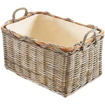 Kobolo Holzkorb rechteckig Rattan Kubu grey