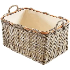 Kobolo Holzkorb rechteckig Rattan Kubu grey