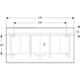Geberit Option Plus 135x70cm, Alu elox., dir./ind. Beleucht.