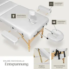 Tectake tectake® 3 Zonen Massageliege Somwang Breite 70 cm, Polsterung 7,5 cm mit Holzgestell, 218 x 102 x 90 cm