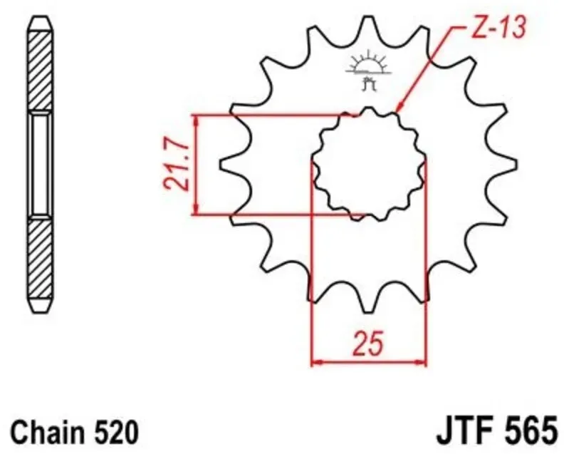 JT SPROCKETS Stahl-schallfreies Vorderzahnrad – 520