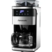 HANSEATIC Kaffeemaschine mit Mahlwerk "HCMG105015SD", silber (schwarz, silber), 1,5 l, 15, Kaffeemaschinen, mit LCD Display und Timer