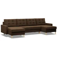 Mebligo - U-Förmige Ecksofa mit Schlaffunktion und Bettkasten BLANK, Couch U Form 294x88x140 cm, Klappsofa mit Schlaffunktion, Wohnzimmer Eckcouch mit Bettfunktion - Ecksofa Braun