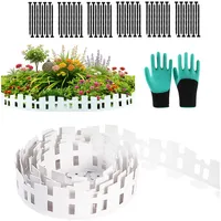 Flexible Rasenkante Kunststoff, Länge 10m Höhe 11.5cm Rasenkanten aus Kunststoff, Inklusive 60 Ankerspitzen und 1 Paar Handschuhe, No-Dig- Rasenkanten für Blumenbeet für Rasen, Blumengarten, Hof