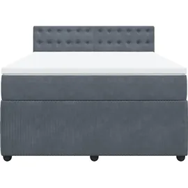 vidaXL Boxspringbett mit Matratze Dunkelgrau 140x200 cm Samt