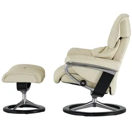 Stressless Relaxsessel Reno Leder 92 x 110 x 80 cm creme mit Hocker