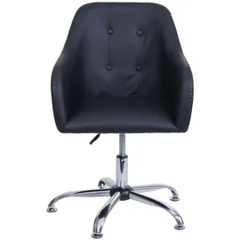 Mendler Esszimmerstuhl HWC-L92, Küchenstuhl Stuhl mit Armlehne, drehbar höhenverstellbar Metall Kunstleder schwarz