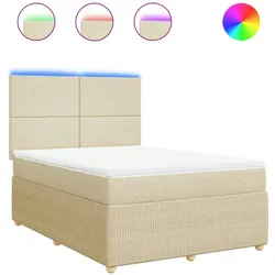 vidaXL Boxspringbett mit Matratze Creme 160x200 cm Stoff