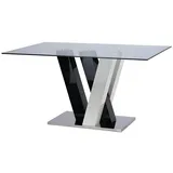 Vente-Unique Esstisch, Schwarz, Weiß, Glas, 6-Sitzer, Rechteckig, 150x76x90 cm, Esszimmer, Tische, Esstische
