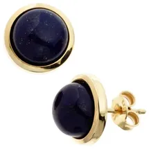 Jobo Ohrstecker rund Gelbgold 585 Lapislazuli 10,4mm