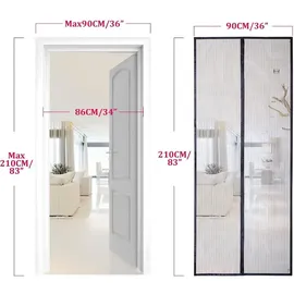 luxuskollektion Fliegengitter Tür Magnet Insektenschutz 90 x 210 cm Schwarz