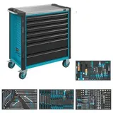 HAZET Werkstattwagen Assistent 179NXL, Sortiment 179NXL-7/382, 382-teilig, Schubladen, flach: 5× 81 x 696 x 398 mm, Schubladen, hoch: 2× 166 x 696 x 398 mm