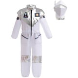 Lito Angels Astronaut Raum Raumfahrer Raum Raumanzug Kostüm Verkleidung mit Helm für Kinder Mädchen und Jungen Größe 6-8 Jahre 122 128, Weiß (Tag-Nummer 130)