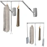 Kleiderstange für Kleiderschrank, verstellbare Stange 60-83 x 84 cm aus verchromtem Stahl, Belastung 12 kg – Teleskopstange und ausziehbar