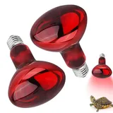 Udbrud 2 Stück Reptilien Rotlichtlampe, Infrarotlampe Wärmelampe Terrarium 100W, Rotlichtlampe Wärmelampe Tiere E27 Schildkröten für Eidechsen, Schildkröten, Schlangen, Vogelspinne