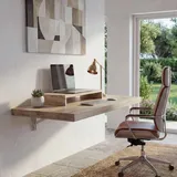 MCW Wandtisch MCW-H48, Wandklapptisch Wandregal Tisch, klappbar Massiv-Holz ~ 100x50cm naturfarben
