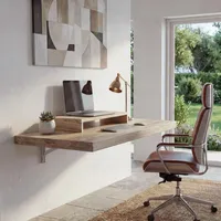 MCW Wandtisch MCW-H48, Wandklapptisch Wandregal Tisch, klappbar Massiv-Holz ~ 100x50cm naturfarben