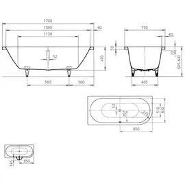 Kaldewei Centro Duo 1 Eckbadewanne 170 x 75 cm (283000010701)