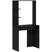 VidaXL Schwarzer Eichen Computertisch Schwarze Eiche Massivholz, MDF