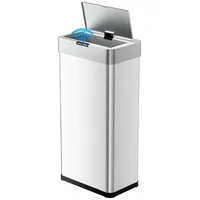 TLGREEN Mülleimer mit Sensor,Elektrisch Deckel mit Klemmring für Müllbeutel, Automatisch berührungslos Abfalleimer aus Edelstahl silberfarben 60 l