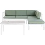 Beliani Lounge-Set, Grün, Weiß, Grau, Metall, L-Form, Loungemöbel, Loungemöbel-Sets