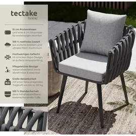 Tectake Lugano Gartenstuhl 61 x 60 x 73 cm schwarz 2 St.