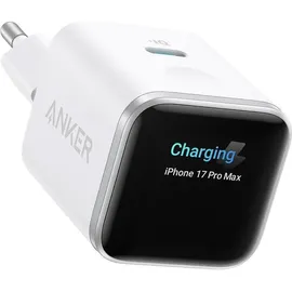Anker Nano Ladegerät (45W, Smart Display) ActiveShield 5.0, GaN, Polarweiss
