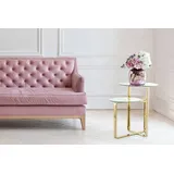 Kayoom Beistelltisch KAYOOM "Katris, Ausgefallenes Gestell aus stabilem Edelstahl", gold, B:59cm H:60cm T:59cm, Tischplatte: 100% Glas / Gestell: Edelstahl, Tische, Beistelltisch, ausgefallenes Gestelldesign aus Edelstahl, zwei Ablageflächen