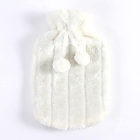 LUBOSE Flauschige, weiche warme Wärmflasche, mit Wolle überzogene Wärmflasche Geschenk für Frauen, Handwärmer, kalte Kompression, Wärmflasche (2000 ml, weiß)