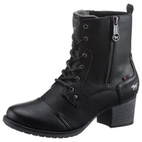 Mustang Schnürstiefelette, Stiefelette, Herbstschuh mit Zierreißverschluss außen, schwarz