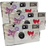 3X 1A PHOTO PORST Einwegkamera Edition Butterfly, Schmetterling, mit Blitz, Batterien und Film (3er Pack, je 27 Aufnahmen)