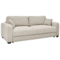 CARRARA Bequemes Schlafsofa in Cord-Optik mit Bettkasten, Ivory - Ausziehbares Sofa mit Schlaffunktion - 235 x 89 x 92 cm (B/H/T)