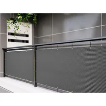 Dynamic24 Polyrattan PVC Sichtschutzmatte 300x90 Balkon Sichtschutz Zaun Windschutz grau