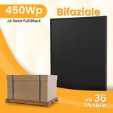 JA Solar 450Wp Full Black Paneel Bifaziale N-Doppelglas-Monomodul Solarmodul