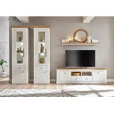 Home Affaire Wohnwand Westminster TOPSELLER!, (Set, 4-St., 2 Vitrinen, Lowboard, Wandregal), im romantischen Landhausstil weiß