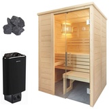 sentiotec Alaska Mini Sauna Kompettset Massivsauna Saunakabine 160x110x204cm mit Saunaofen