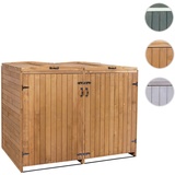 Mendler XL 2er-/4er-mülltonnenverkleidung HWC-H74, Mülltonnenbox, erweiterbar 126x158x98cm Holz MVG ~ braun