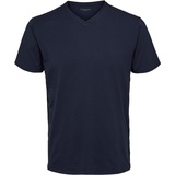 Selected Homme Herren V-Neck Kurzarm T-Shirt SLHNEWPIMA Regular Fit Blau