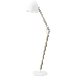Bodenlampe PETTO - 175cm - schlichtes skandinavisches Design - E27 Fassung - Holz + Weiß