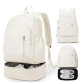 VENATIN Gym Rucksack damen Sportrucksack mit Schuhfach und Nasstasche,Wasserdichter Freizeitrucksack Sportrucksack Sporttasche für Schwimmen Yoga,Handgepäckrucksack Reise-Laptop-Rucksack,Weiß
