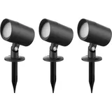 LINDBY Smart LED-Erdspießstrahler Nycta, RGB, Tuya, 3er-Set - schwarz,
